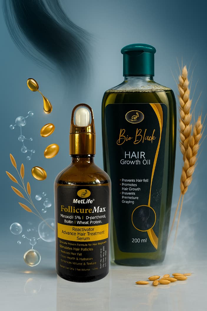 Complete Hair Regrowth & Care Kit (Follicure Max + BioBlack Hair Growth Oil)